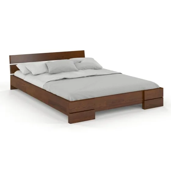 Lit en pin massif finition noyer collection INDIGO