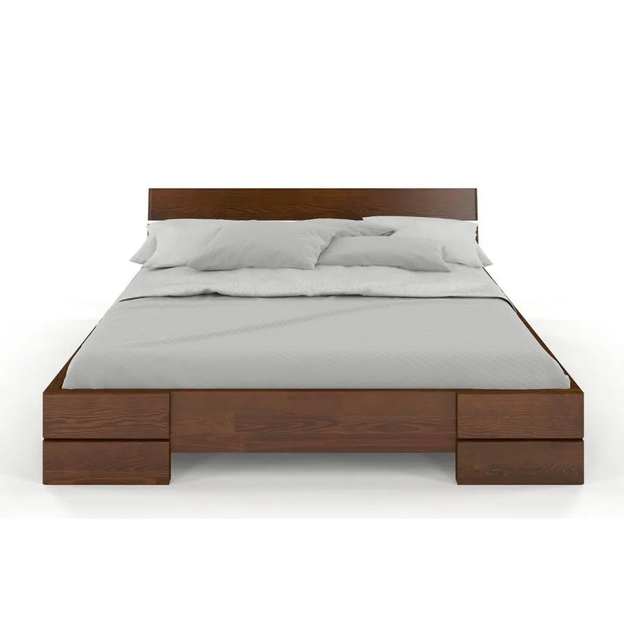 Lit en pin massif finition noyer 160x200 collection INDIGO