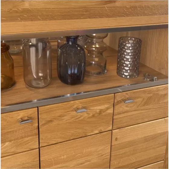 Buffet vaisselier en bois chêne naturel avec porte vitrée HAVANA