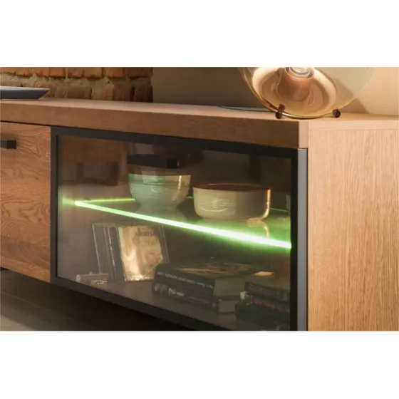 Meuble TV en bois et métal avec LED collection FLOW
