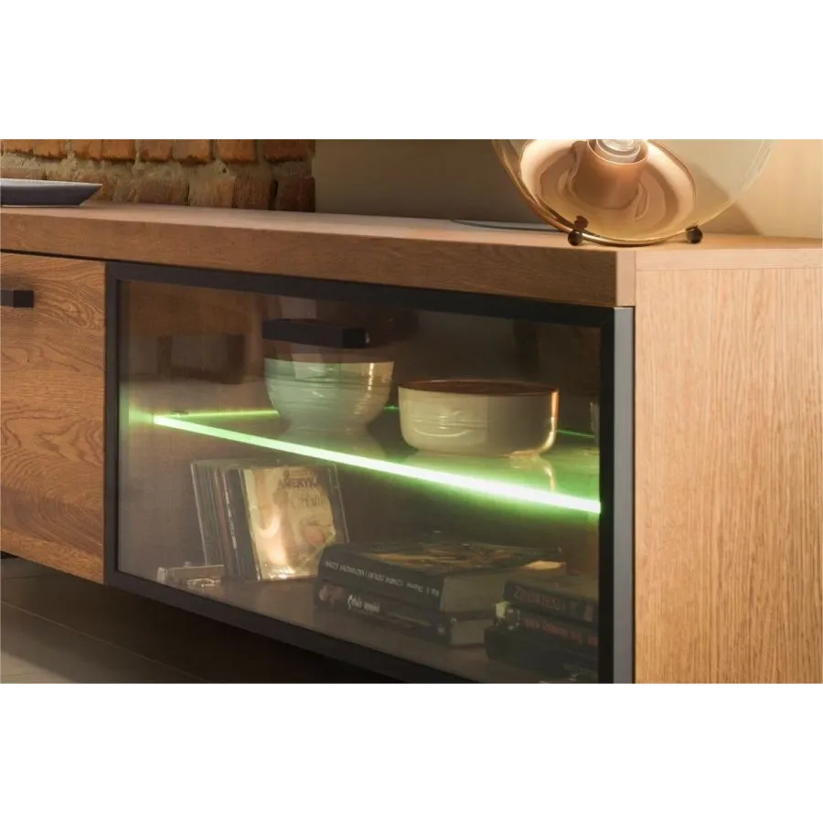 Meuble TV en bois et métal avec LED collection FLOW