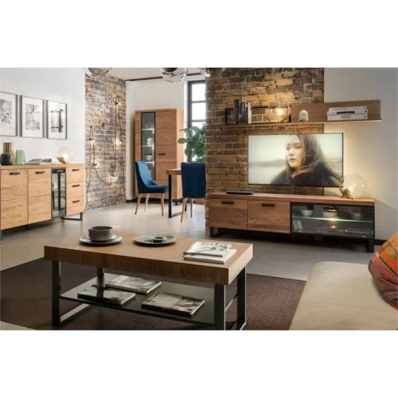 Meuble TV en bois et métal pour salon  collection FLOW