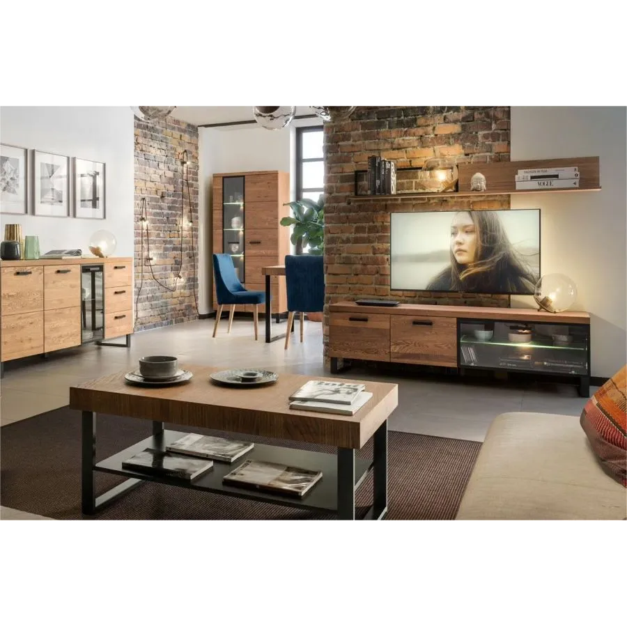 Meuble TV en bois et métal pour salon  collection FLOW