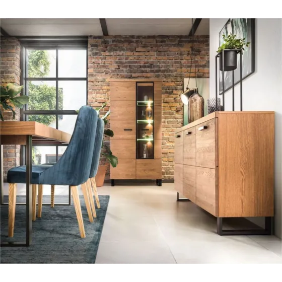 Buffet salon bois naturel style industriel FLOW