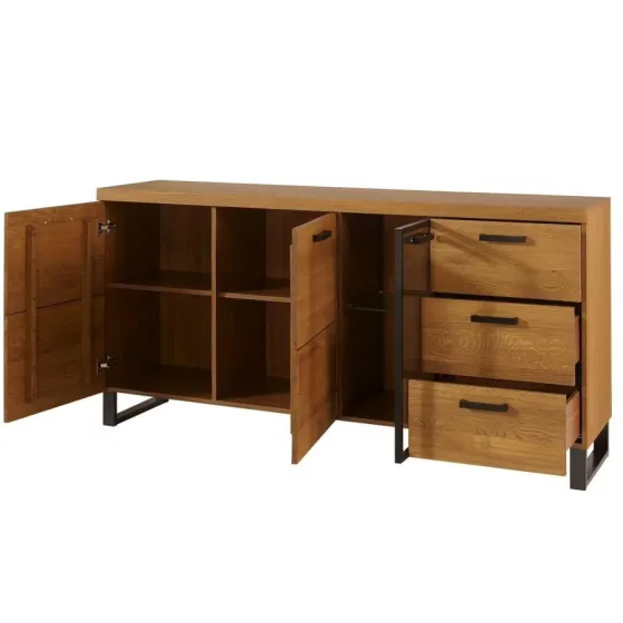 Buffet en bois et métal 3 portes 3 tiroirs collection  FLOW