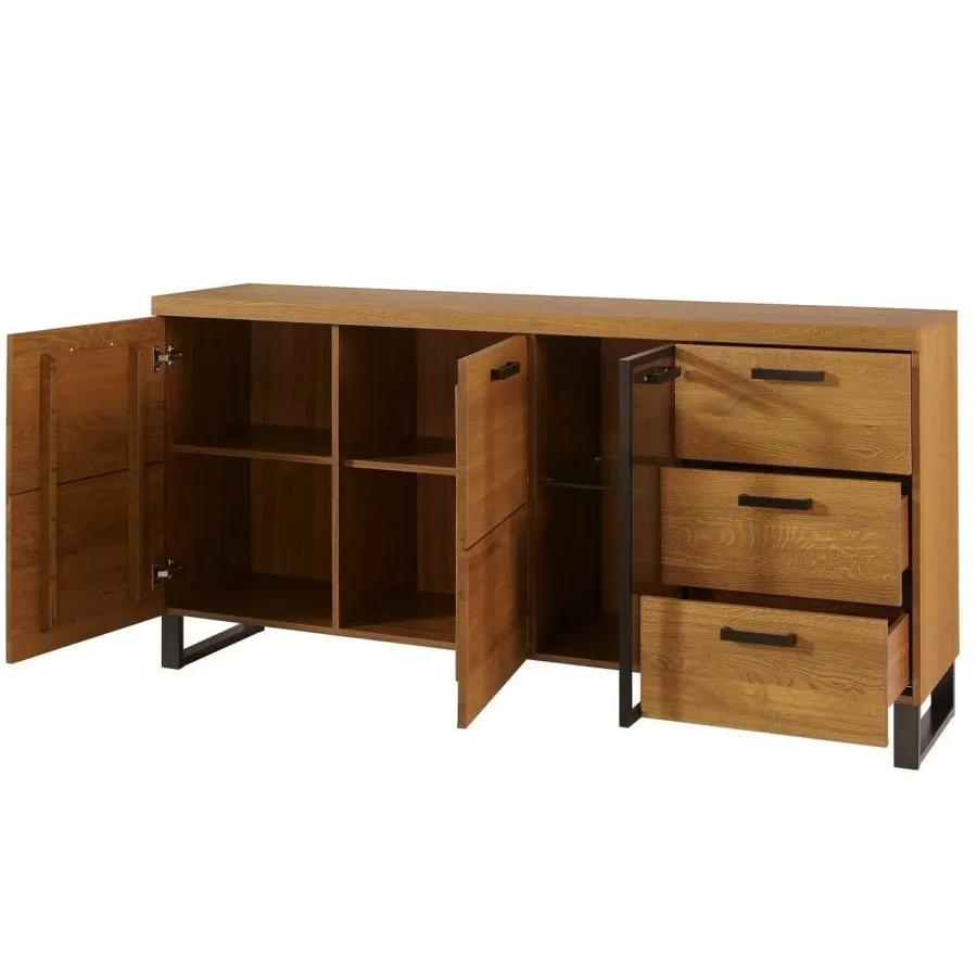 Buffet en bois et métal 3 portes 3 tiroirs collection  FLOW