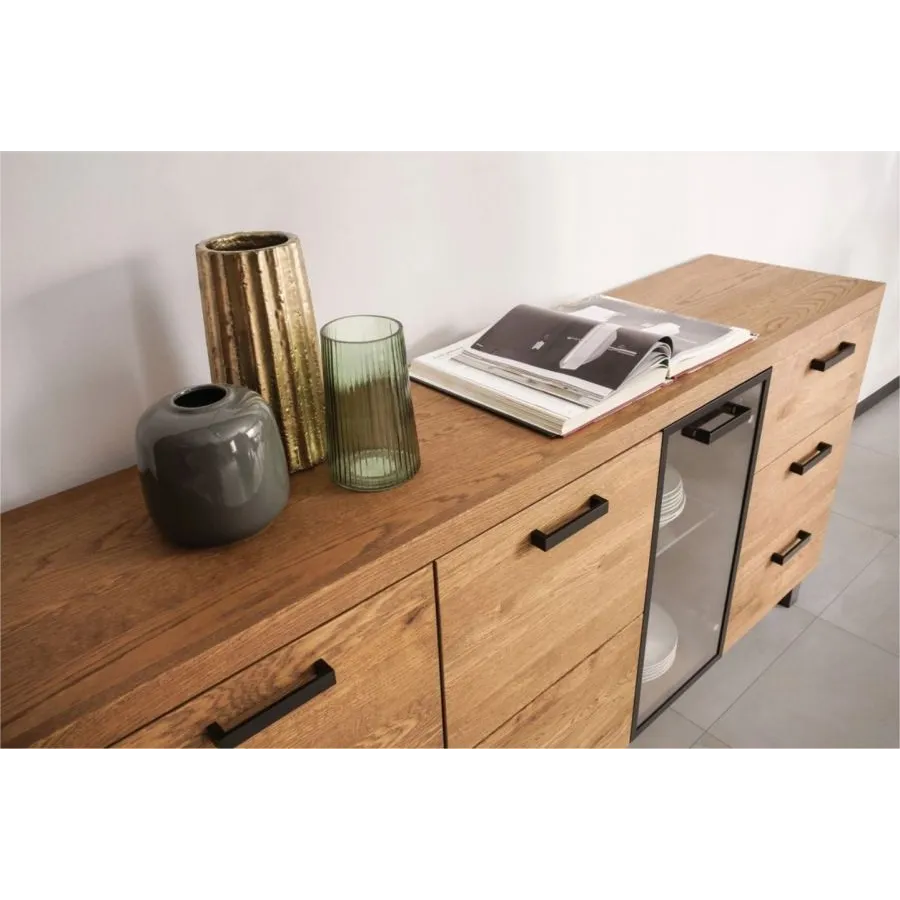 Buffet en chêne massif et métal 180 cm collection FLOW