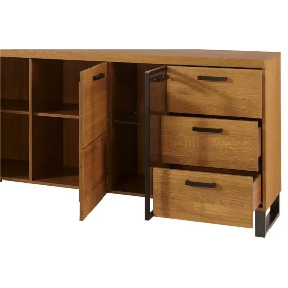 Buffet en bois et métal avec nombreux espaces de rangement  collection FLOW