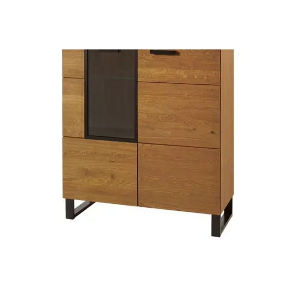 Vaisselier en chêne et métal avec porte vitrée collection FLOW