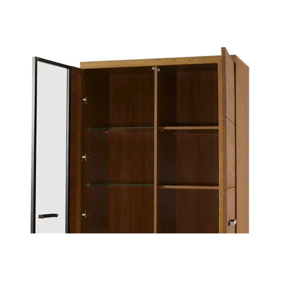 Vaisselier en chêne et métal avec 10 niches de rangement collection FLOW