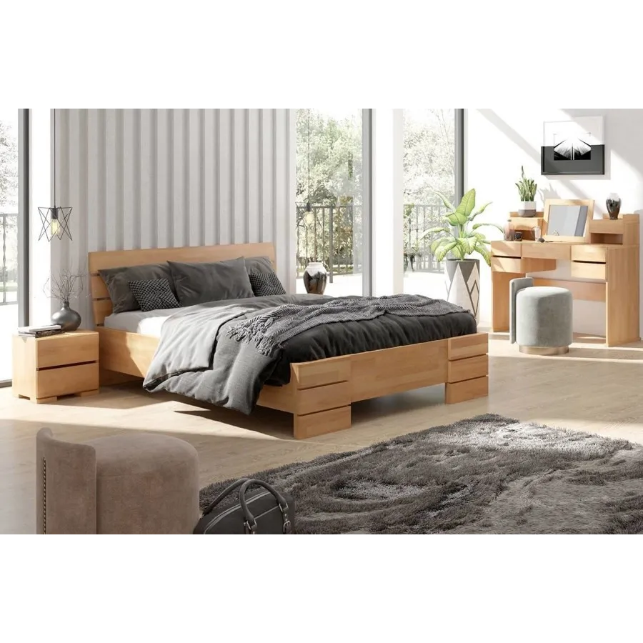 Lit en bois massif pour chambre adulte INDIGO
