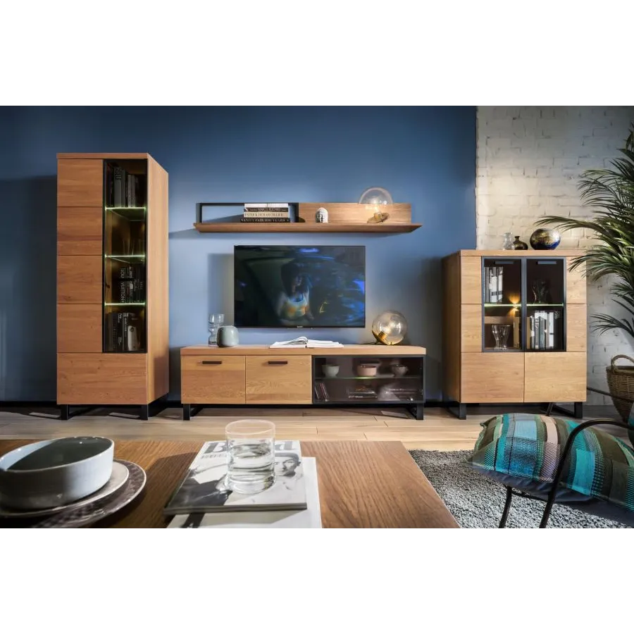 Vitrine en bois et métal pour salon collection FLOW