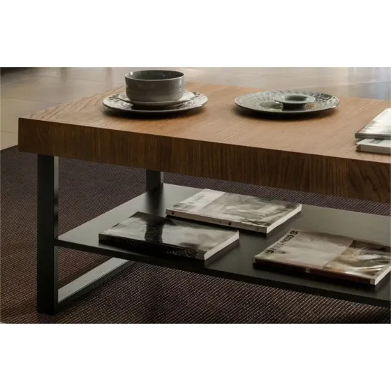 Table basse chêne naturel double plateau collection FLOW