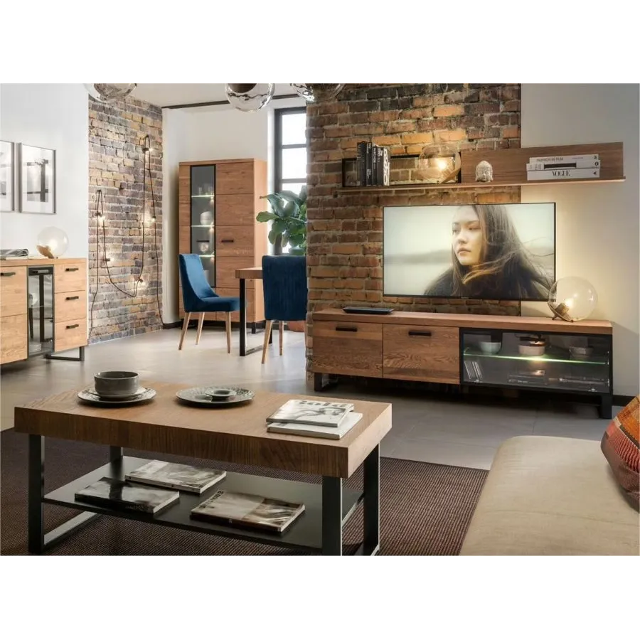 Etagère murale bois et métal pour salon collection FLOW