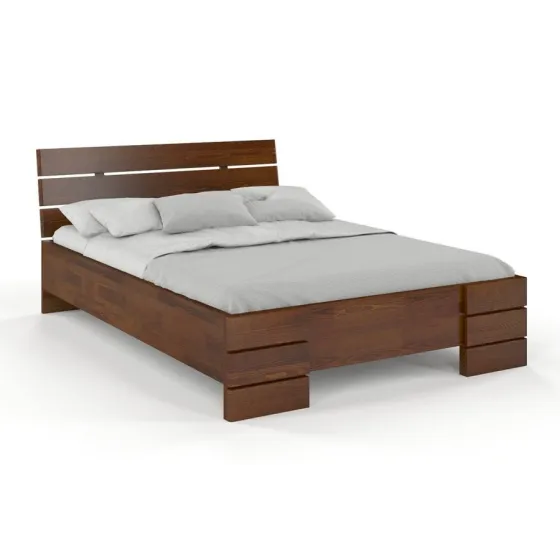 Lit pin massif 160x200 finition noyer collection INDIGO