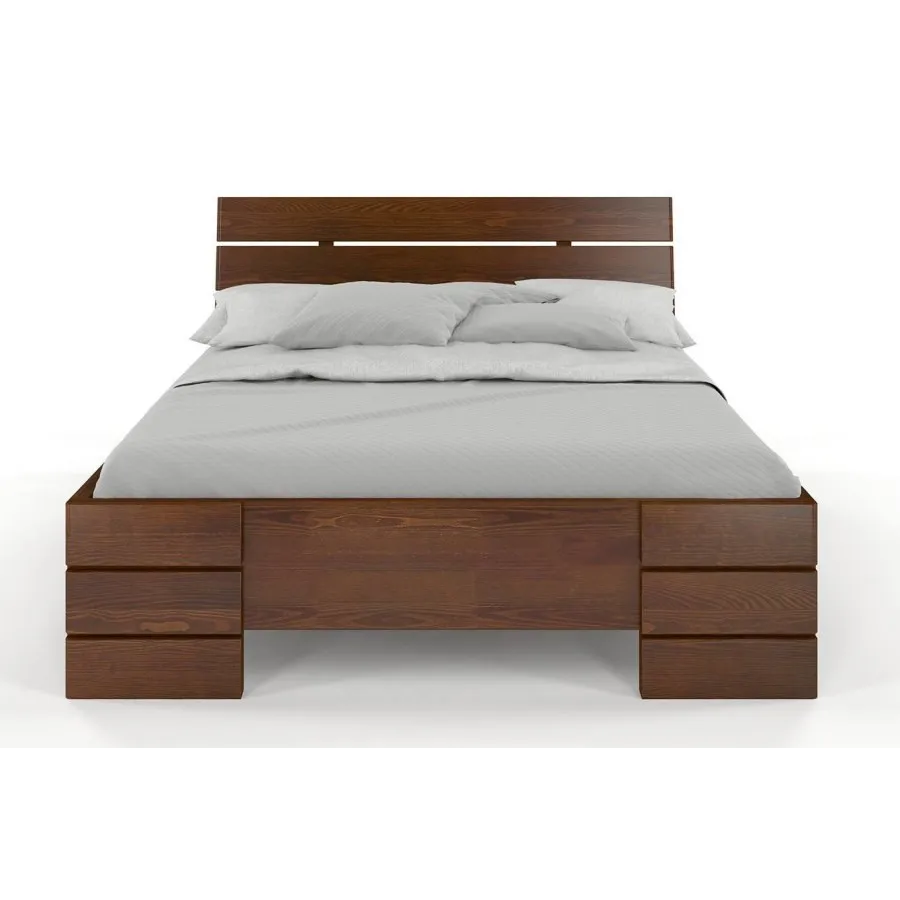 Lit pin massif 140x190 finition noyer collection INDIGO