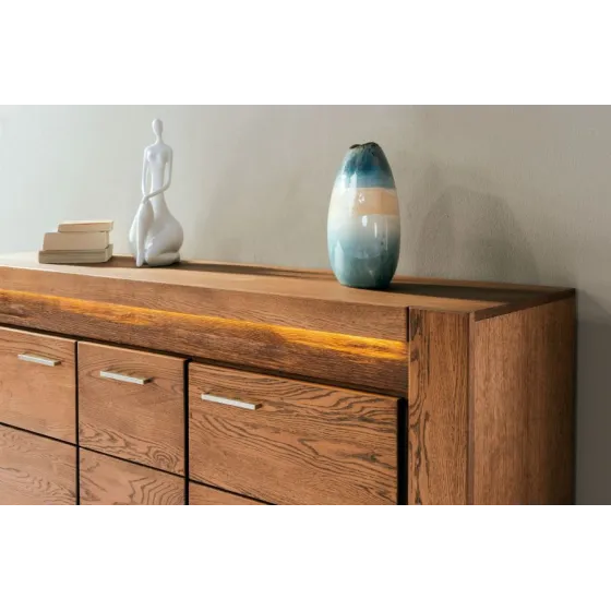 Buffet en bois massif avec éclairage LED collection BAROS