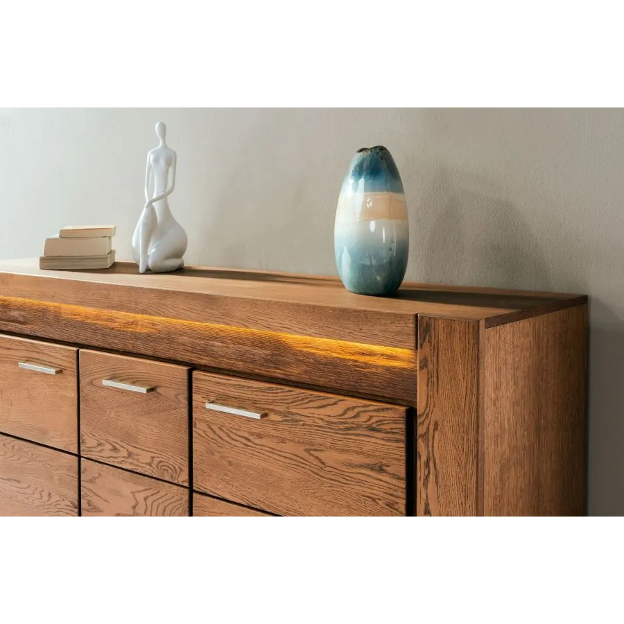 Buffet en bois massif avec éclairage LED collection BAROS