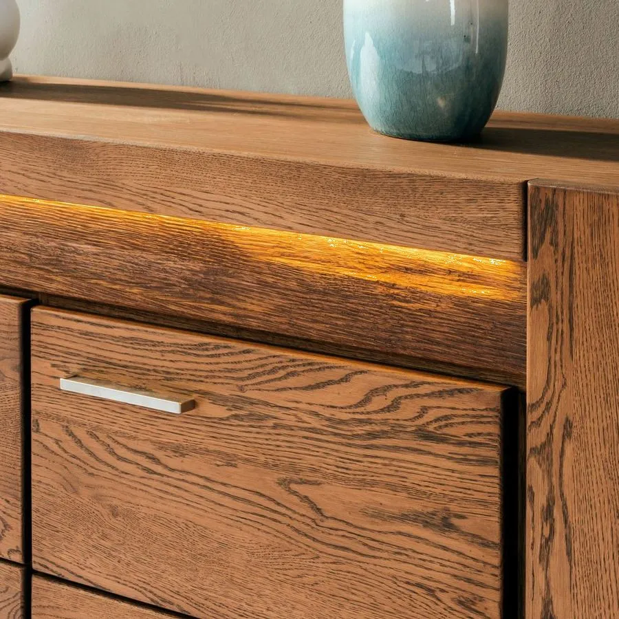 Commode en bois naturel avec éclairage LED  collection BAROS