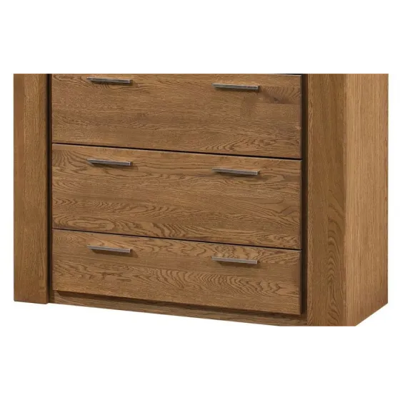 Commode en bois avec poignées en métal brossé collection BAROS