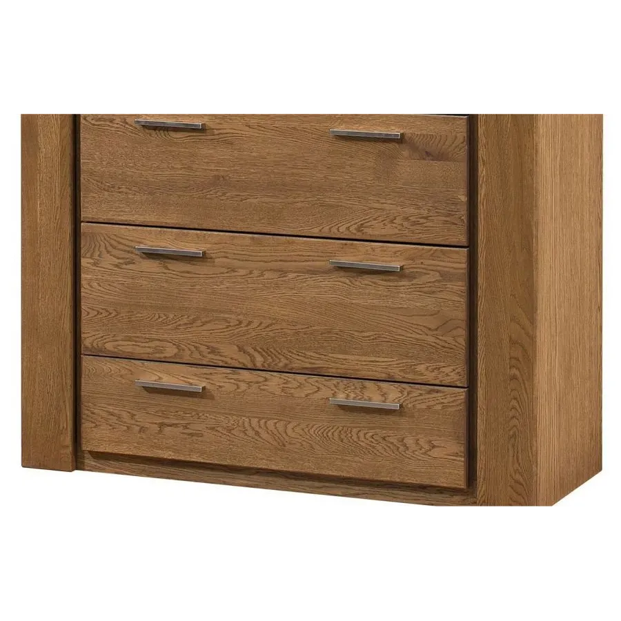 Commode en bois avec poignées en métal brossé collection BAROS