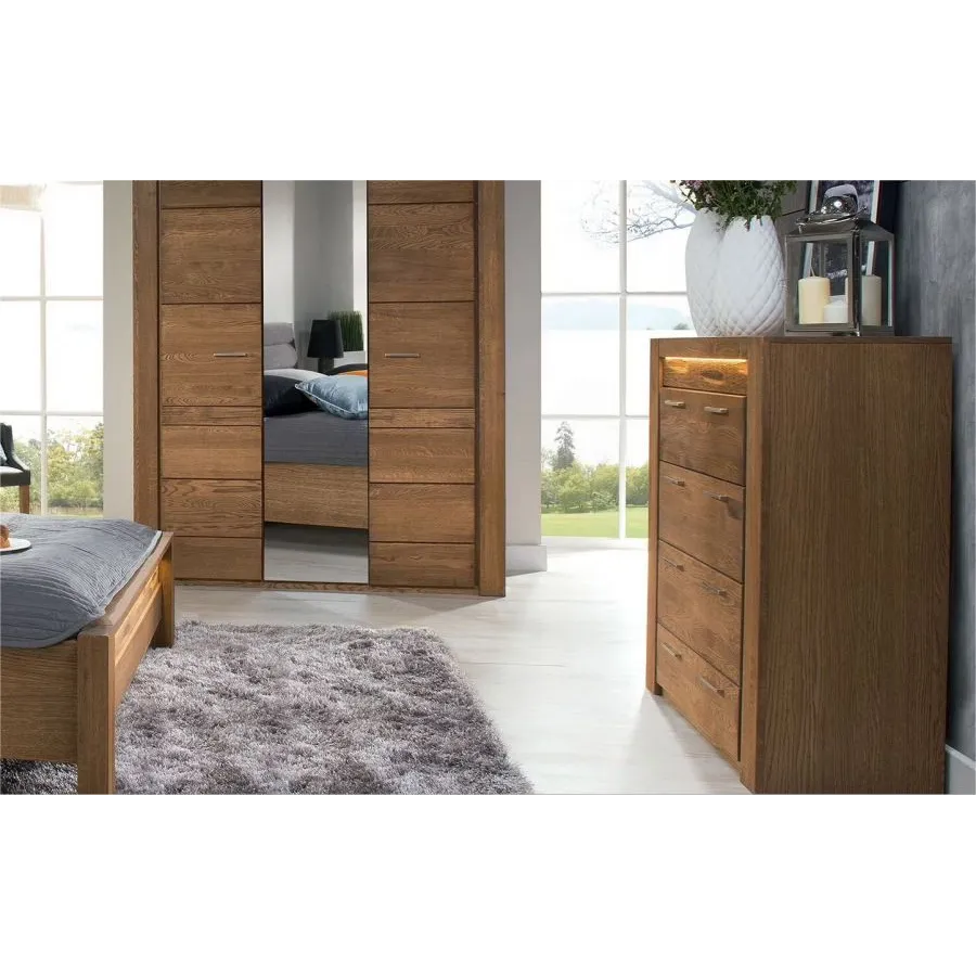 Commode chêne naturel avec éclairage led 4 tiroirs BAROS
