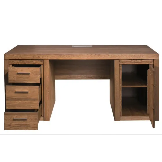 Bureau en bois massif 1 porte 3 tiroirs collection BAROS