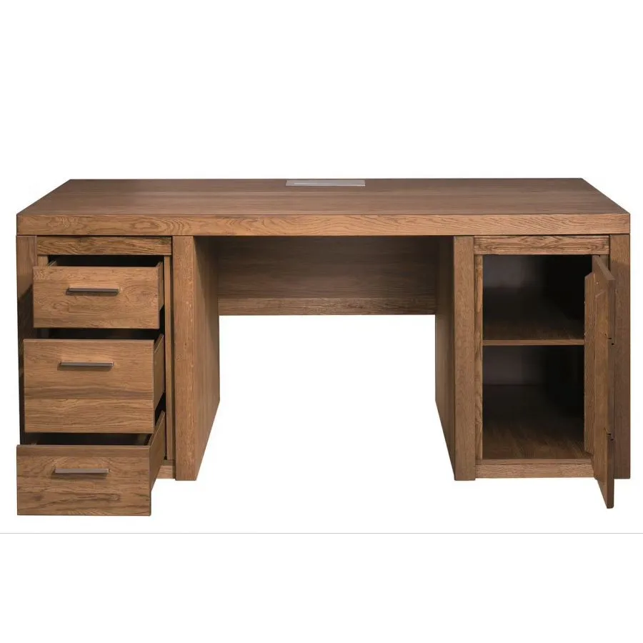 Bureau en bois massif 1 porte 3 tiroirs collection BAROS