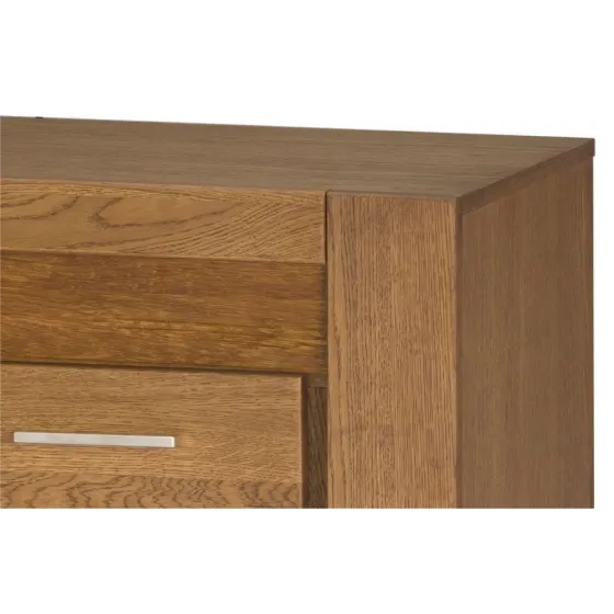 Meuble TV en bois massif avec poignées en métal brossé collection BAROS