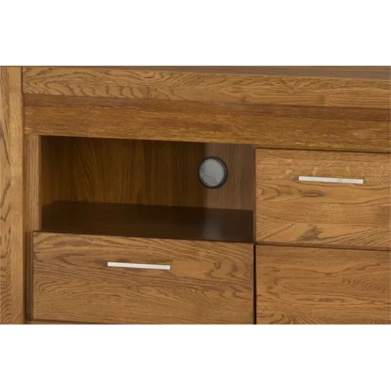 Meuble TV en bois avec passage de câbles arrière collection BAROS