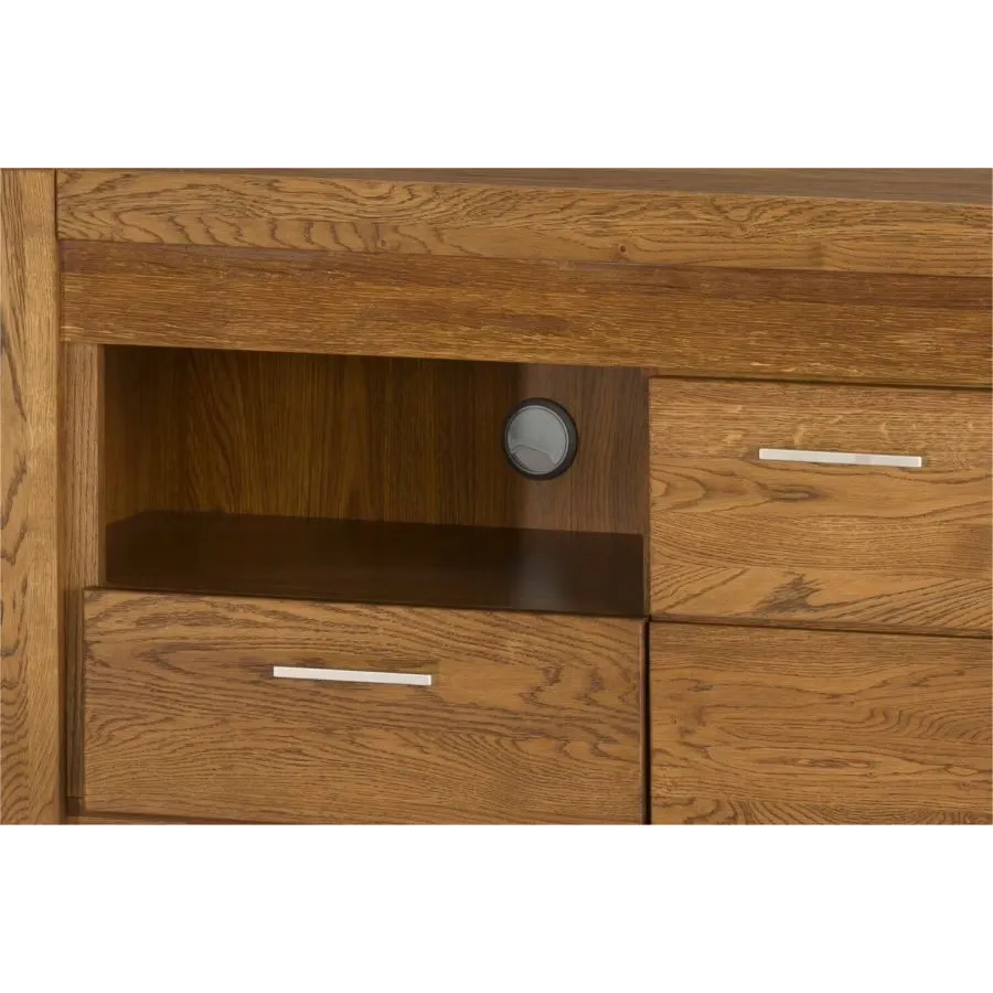 Meuble TV en bois avec passage de câbles arrière collection BAROS