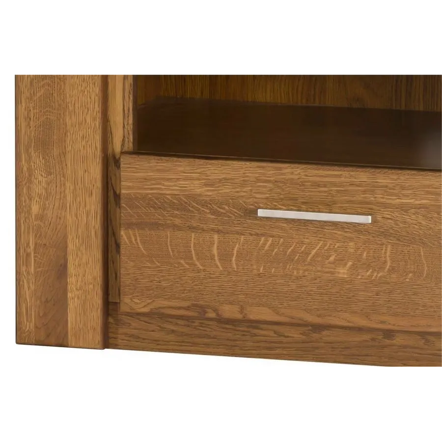 Meuble TV en bois avec poignées en acier brossé collection BAROS