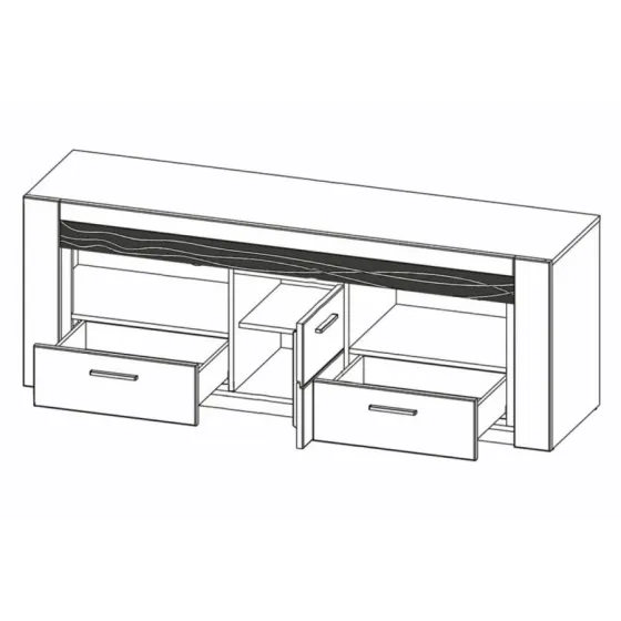Meuble TV en bois avec 2 tiroirs et 1 porte collection BAROS