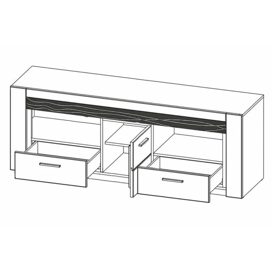 Meuble TV en bois avec 2 tiroirs et 1 porte collection BAROS
