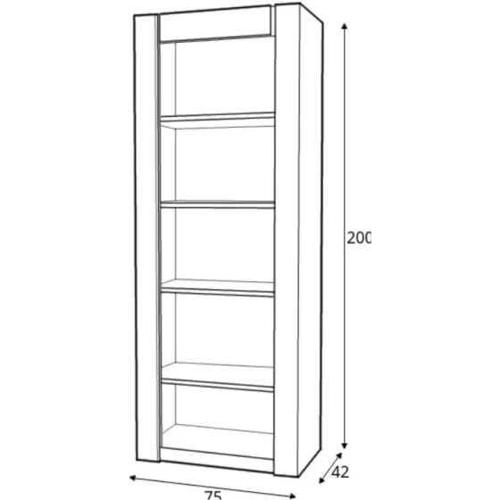 Bibliothèque en bois avec 5 niches de rangement collection BAROS