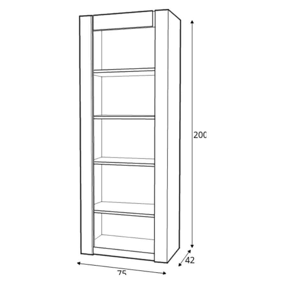 Bibliothèque en bois avec 5 niches de rangement collection BAROS