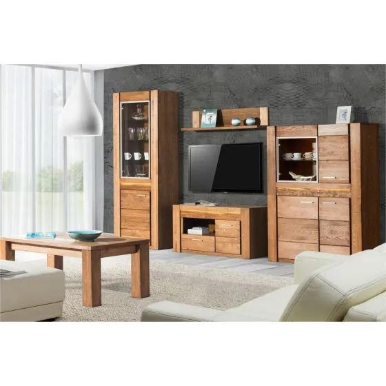 Vitrine chêne naturel double porte style contemporain BAROS