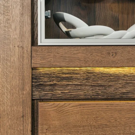 Vitrine chêne naturel double porte style contemporain BAROS