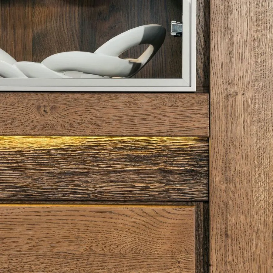 Vitrine chêne naturel double porte style contemporain BAROS