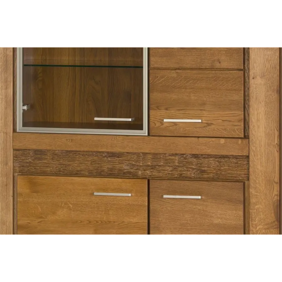 Vaisselier en chêne naturel avec porte vitrée collection BAROS