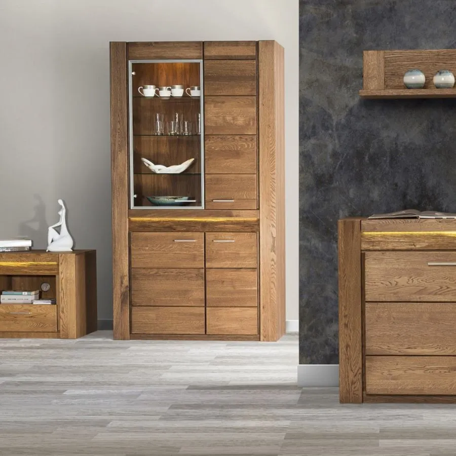 Vaisselier en chêne naturel pour salon collection BAROS