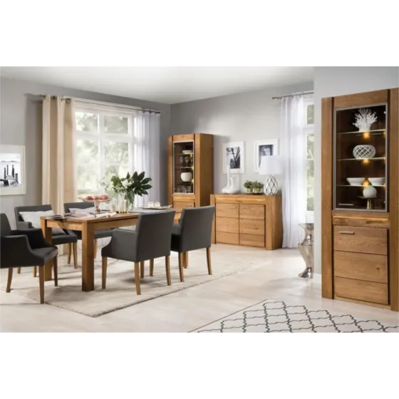 Vitrine chêne naturel double porte style contemporain BAROS
