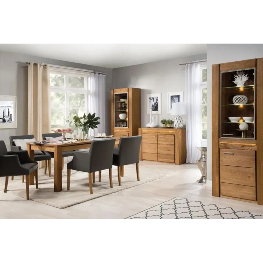 Vitrine chêne naturel double porte style contemporain BAROS