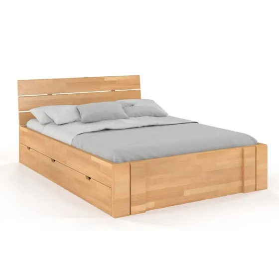 Lit bois massif avec rangement finition naturel collection MODENA
