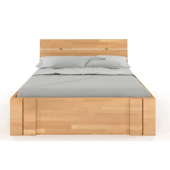 Lit bois massif 140x190 avec rangement finition naturel collection MODENA