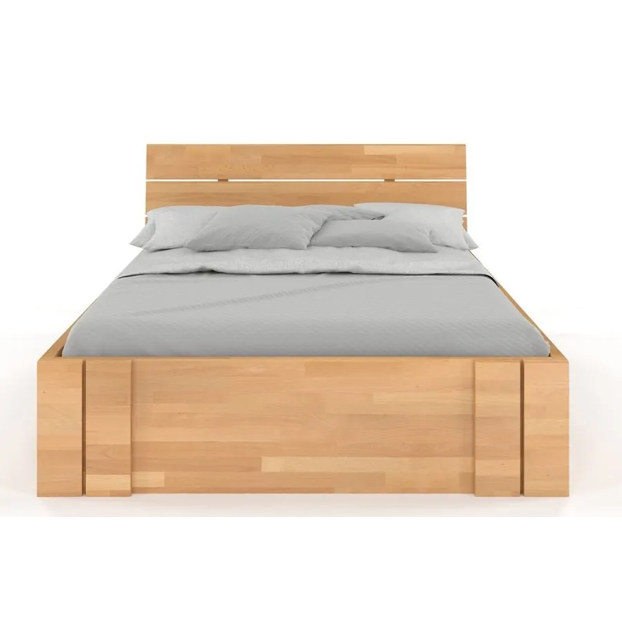 Lit bois massif 140x190 avec rangement finition naturel collection MODENA