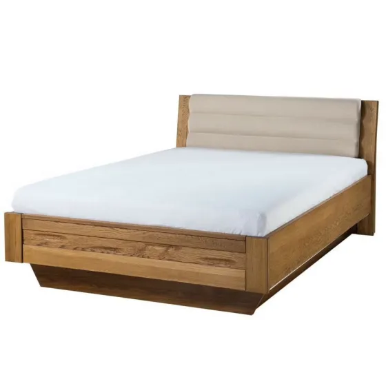 Lit coffre en bois 140x200 beige collection BAROS