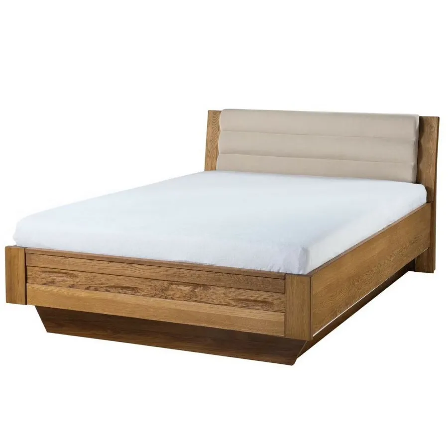 Lit coffre en bois 140x200 beige collection BAROS