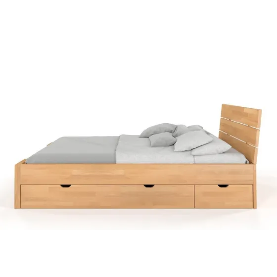 Lit bois massif 160x200 avec tiroirs de rangement collection MODENA