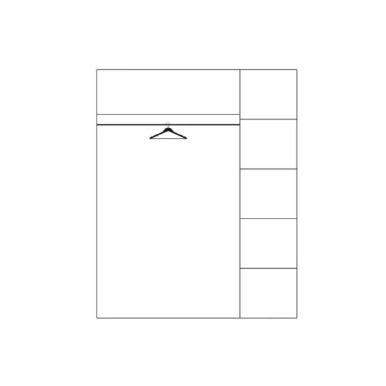 Armoire 3 portes en bois avec penderie et niches de de rangement collection BAROS